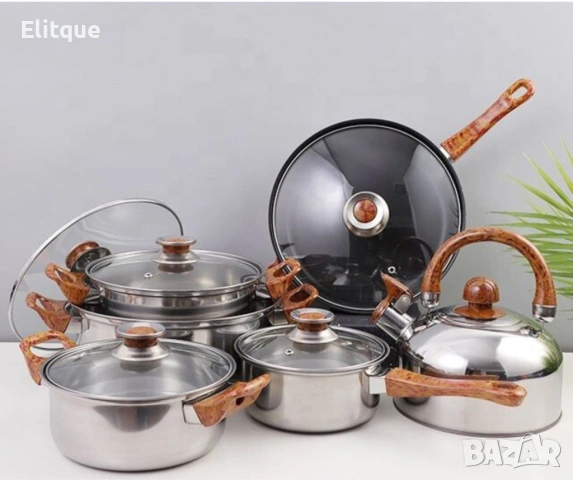 Кухненски комплект за готвене с охлаждащи дръжки, 12 части, снимка 6 - Съдове за готвене - 53252779