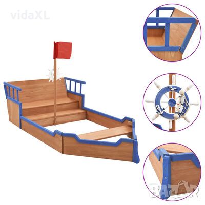 vidaXL Пясъчник пиратски кораб, чам, 190x94,5x101 см(SKU:92171