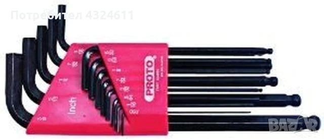 Комплект шестоъгълни (имбусни) ключове с кръгла глава, 13 части, Stanley Proto J4995