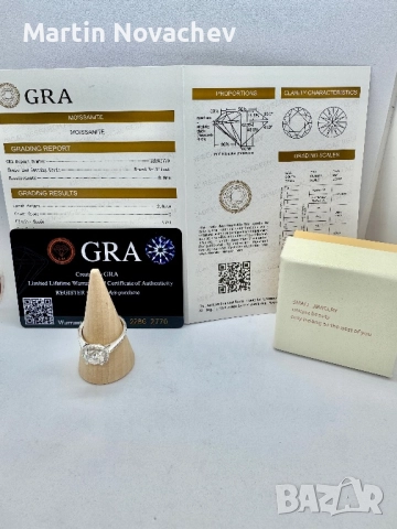 Сребърен пръстен с мойсанит (Диамант) 2 карата, снимка 2 - Пръстени - 52755515