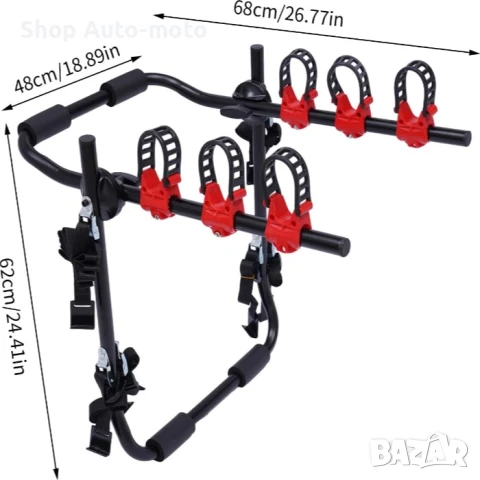 Сгъваем вело багажник за кола Automat, Тройна стойка за велосипеди, снимка 4 - Аксесоари и консумативи - 36216591