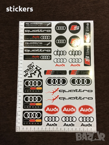 Audi Ауди стикери - един лист А4, снимка 4 - Аксесоари и консумативи - 44988327