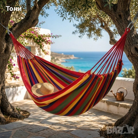 Градиснки червен хамак - идеален за релакс, следобедна дрямка или почивка, снимка 2 - Градински мебели, декорация  - 54140471