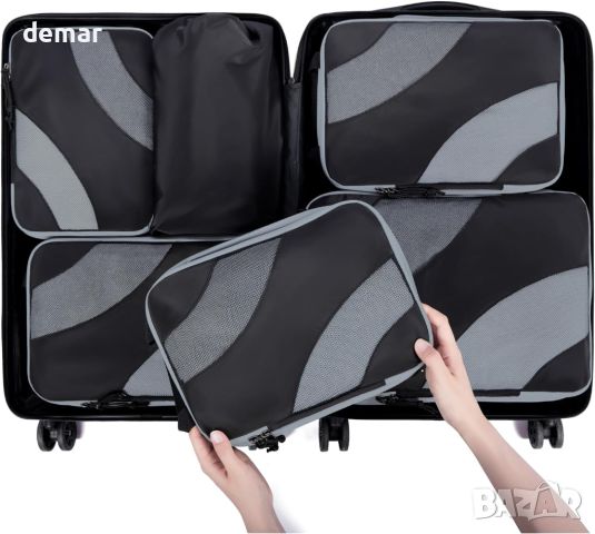 BAGSMART Компресионни куфарни органайзери, комплект 6 броя, черно, снимка 7 - Органайзери - 45372144