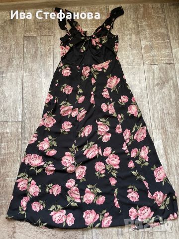 🤩 wow 🤩 Нова разкошна ефирна дълга ежедневно елегантна рокля флорален принт рози цепка , снимка 6 - Рокли - 46439479
