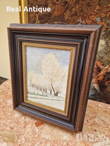 Много добра антикварна авторска френска картина масло върху платно , снимка 5 - Картини - 51503369