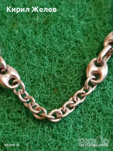 Красива сребърна гривна с плетка тип Gucci Chain ювелирна изработка нежна 35512, снимка 6 - Гривни - 52863430