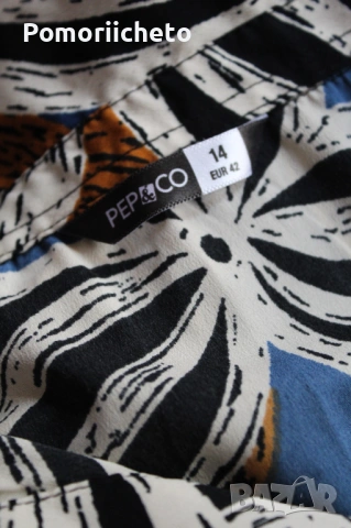 Къса рокля с яка и ръкави с флорални мотиви, джобове, снимка 4 - Рокли - 54127567