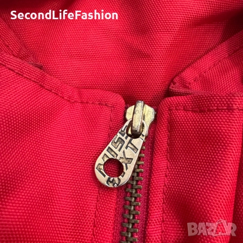 Дамско винтидж яке Miss Sixty Red Bomber, размер M, с качулка от кожа, снимка 5 - Якета - 52180718