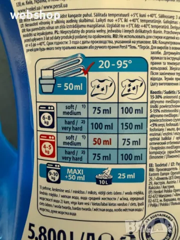 Течен препарат за пране Persil Color Gel, 116 пранета 5,8 L, снимка 3 - Перилни препарати и омекотители - 49719998