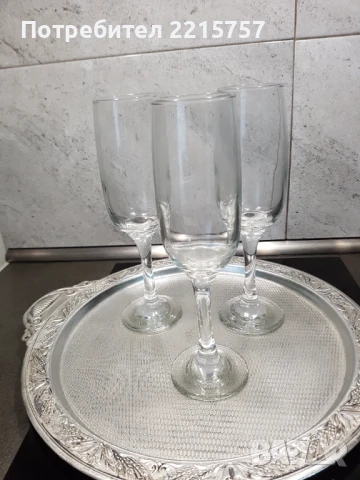 Чаши за шампанско 3бр.+1бр кристална.