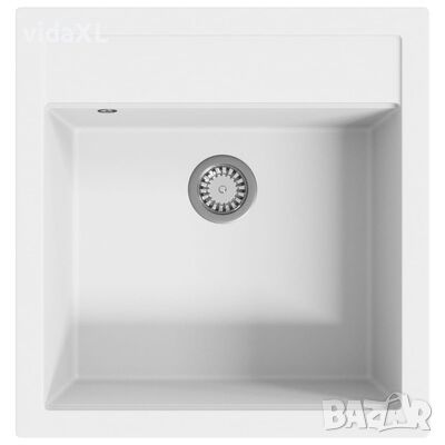 vidaXL Гранитна кухненска мивка с едно корито, бяла(SKU:144861, снимка 1 - Мивки - 45628843
