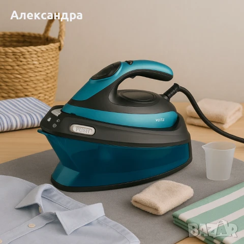 Ютия с Парогенератор Voltz OV51052A, 3200W, 1500мл., Керам. плоча, LED дисплей, Зелен спрей, снимка 1