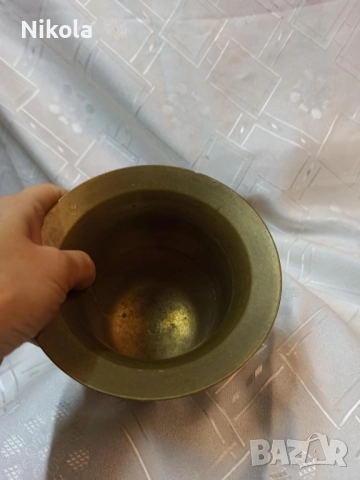 Масивен бронзов хаван с голям двоен пестик(чукан) общо тегло 2 кг, снимка 7 - Антикварни и старинни предмети - 52015959