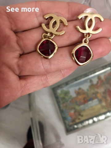 CHANEL обеци с кристали, снимка 6 - Обеци - 52720211
