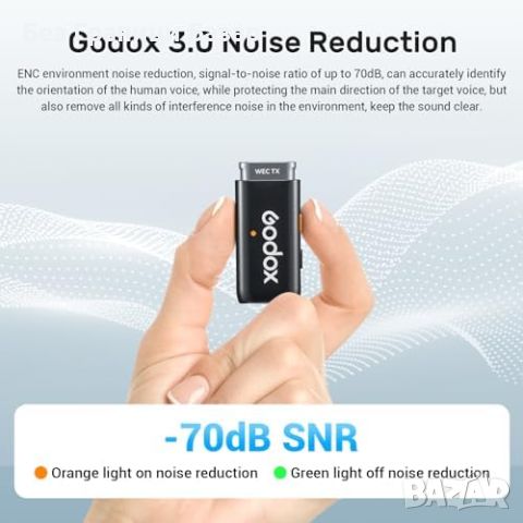 Нов Godox WES1 Kit2 Двуканален Лавалиер Микрофон 2.4G за iPhone Айфон, снимка 3 - Микрофони - 45509178