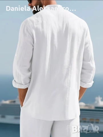 Мъжка риза ЛЕН L, снимка 2 - Ризи - 54032866