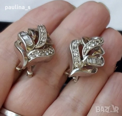 Два чифта / Масивни сребърни обеци с камъни, закопчаване английски клипс / проба 925 , снимка 9 - Обеци - 26738889