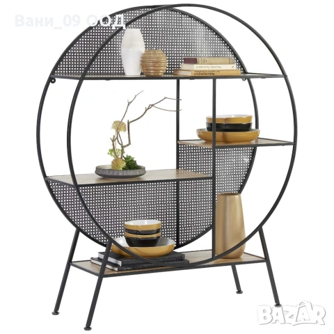 Голяма кръгла етажерка в индустриален стил 
