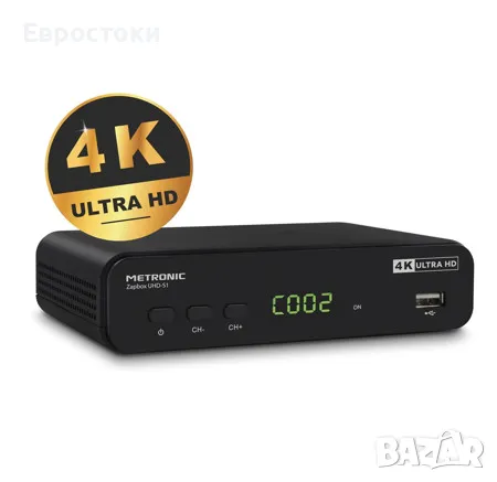 ТВ декодер METRONIC 441701, TNT декодер 4K Ultra HD UHD-S1 с USB порт. Този TNT UHD 4K декодер , снимка 3 - Приемници и антени - 50424088