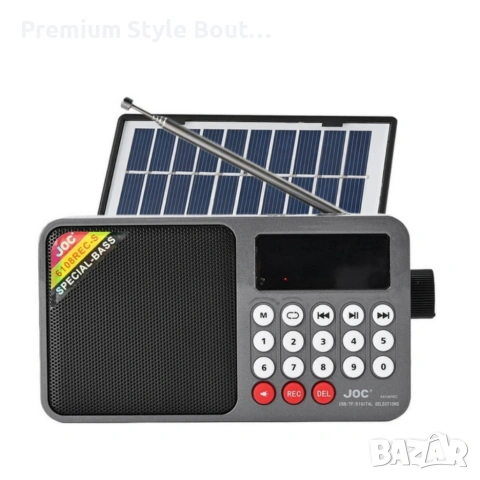 Соларно портативно радио JOC H6108REC-S с Bluetooth, FM радио и MP3 плеър, снимка 6 - Соларни лампи - 53808484