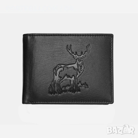  Кожен портфейл Friedrich с RIFD NFC защита и щампа на елен 