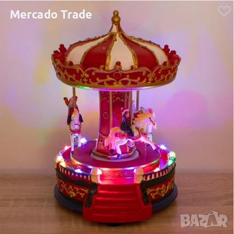 Коледна музикална въртележка Mercado Trade, LED осветление, Червен
