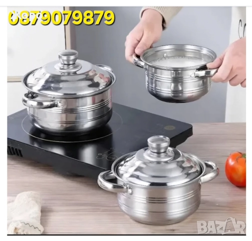 Комплект 4 тенджери с метален капак stainless steel, снимка 5 - Съдове за готвене - 52443124