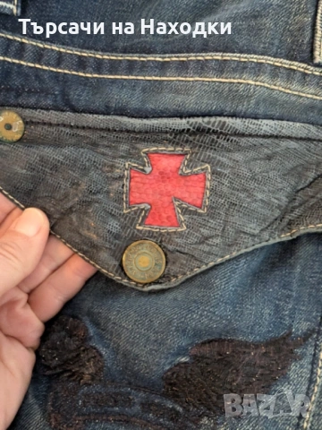 $229 Мъжки дънки Robin's Jean Mens Blue Denim Sz 38 W L 34 Red Cross Croco Made In USA street wear, снимка 8 - Дънки - 50871422