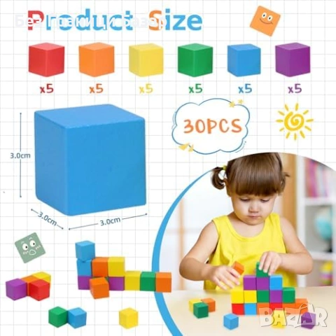 Нови Дървени кубчета за броене Монтесори образователна играчка дете 1+, снимка 6 - Образователни игри - 53839871