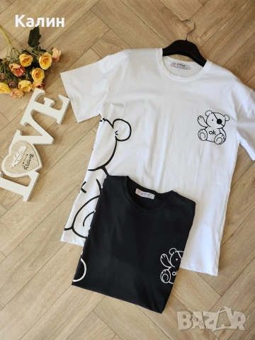 Дамски памучни тениски с мечета - два модела - 10€, снимка 2 - Тениски - 53784638