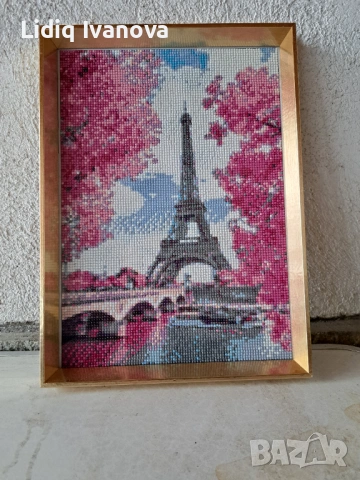 Диамантен гоблен Айфелова кула-готов и рамкиран, снимка 2 - Гоблени - 51287415