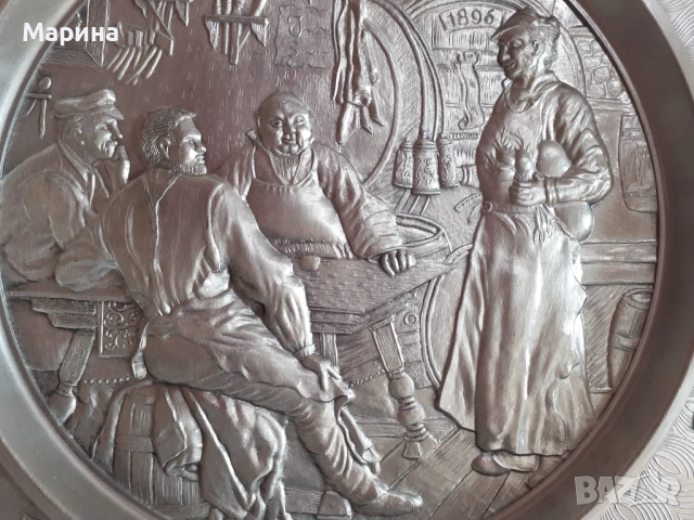 Чиния за стена, пано от калай Antik*Vintage #55, снимка 2 - Антикварни и старинни предмети - 52176110