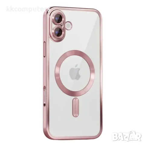 iPhone 16 (6.1) Силиконов кейс bSmart Chrome Magsafe с протектори за камерите и Протектор, снимка 3 - Калъфи, кейсове - 49843832