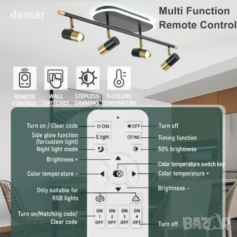 EIDISUNY LED димируеми таванни 4-посочни прожектори с дистанционно,30W, снимка 8 - Лед осветление - 49291509
