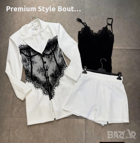 дамски комплект от две части с дантелен акцент 