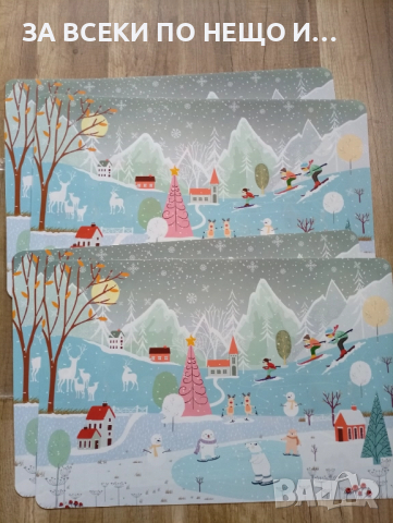 4 броя/ к-кт Подложки за хранене Коледен мотив, снимка 2 - Аксесоари за кухня - 52359588
