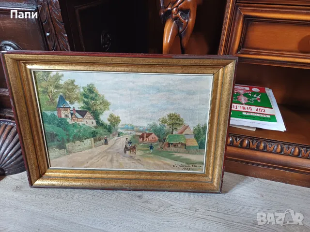 Стара картина масло на платно, снимка 4 - Антикварни и старинни предмети - 49825743