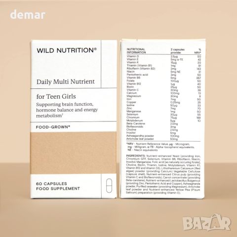 Wild Nutrition Мултивитамини за момичета тийнейджърки, 60 капсули, снимка 5 - Хранителни добавки - 45997889