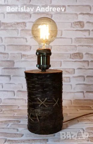 Дървена настолна лампа, снимка 2 - Настолни лампи - 50011049