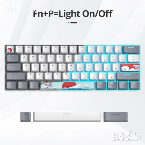 SOLIDEE 60% механична клавиатура 61 клавиша с LED подсветка, снимка 3 - Клавиатури и мишки - 52663359