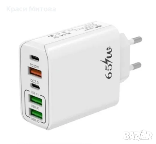 Адаптер - Ултра бързо 65W (Super VOOC+) USB-C + USB-A зарядно, снимка 1 - Друга електроника - 48885451