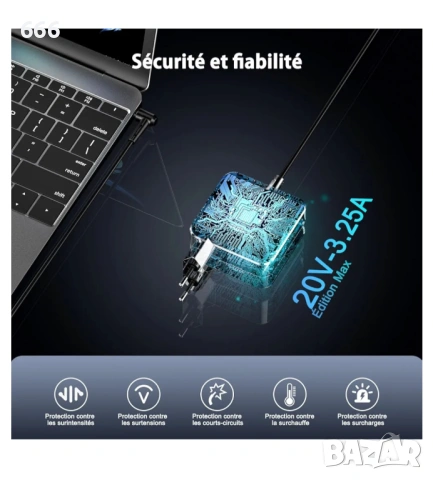 Зарядно за лаптоп 65W 20V 3.25A, снимка 5 - Друга електроника - 53873497