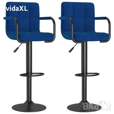 vidaXL Бар табуретки, 2 бр, сини, текстил(SKU:334639, снимка 1