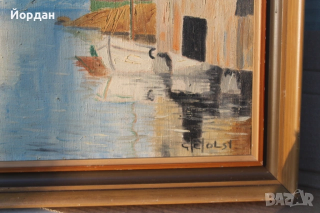 Стара картина масло върху платно 1951 година, снимка 5 - Картини - 53113484