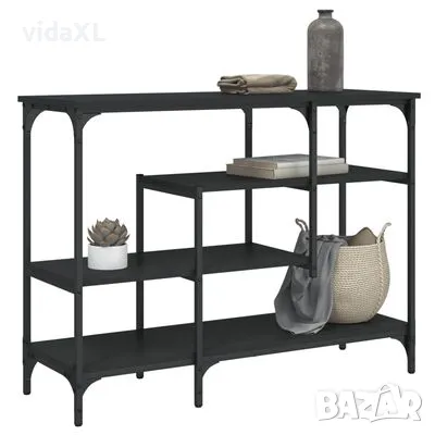 vidaXL Конзолна маса с рафтове, черна, 100x35x75 cм(SKU:837787), снимка 2 - Маси - 48636543