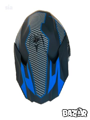 Кросова каска, S/M, карбон със синьо, Шлем за кросов мотор, снимка 7 - Аксесоари и консумативи - 46395313