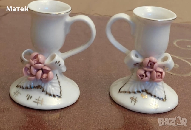 Комплект от 2 порцеланови свещника* , снимка 2 - Декорация за дома - 52260608