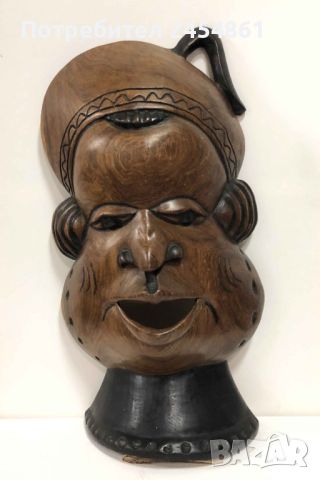 Дървена, маска, автентична, антик, ръчна изработка, Африка, снимка 1 - Антикварни и старинни предмети - 45747307