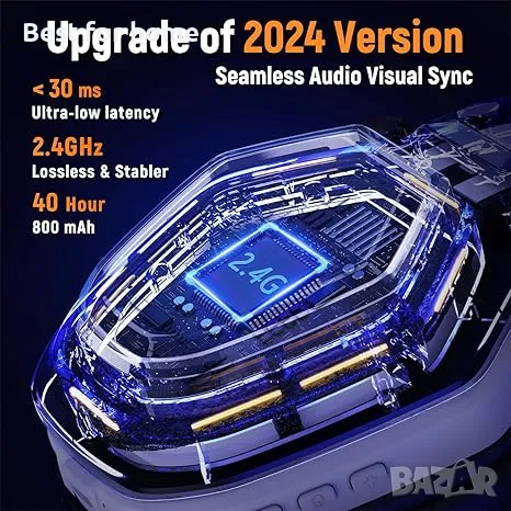 Ozeino 2,4 GHz безжични геймърски слушалки за PC, Ps5, Ps4, снимка 2 - Слушалки и портативни колонки - 49398180